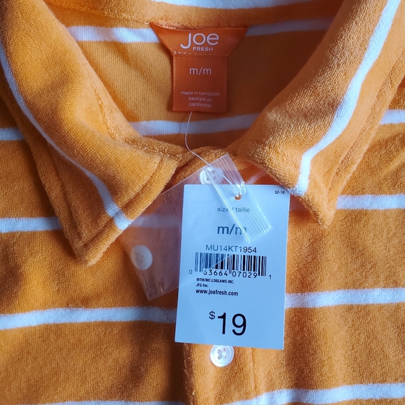 Joe Fresh Men's Terry Polo, Striped, Short Sleeve, M - Picture 2 of 5